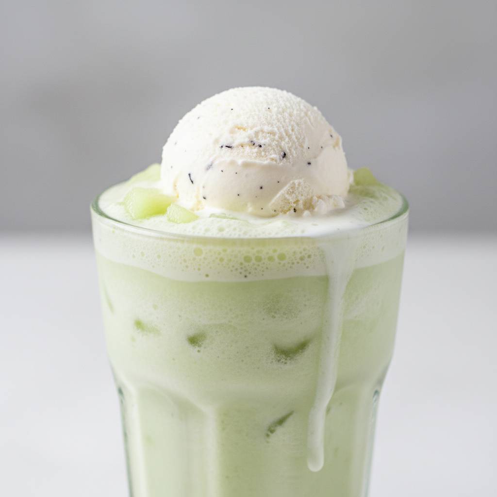 honeydew milkshake with vanilla ice cream