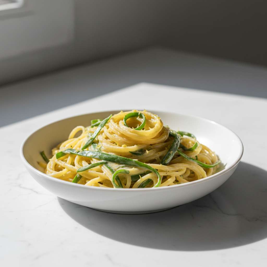 Lemon Garlic Scape Pasta