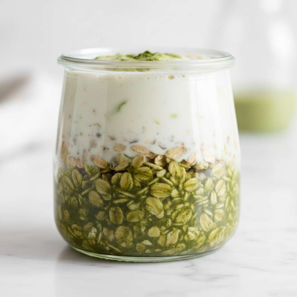 matcha overnight oats with almond milk