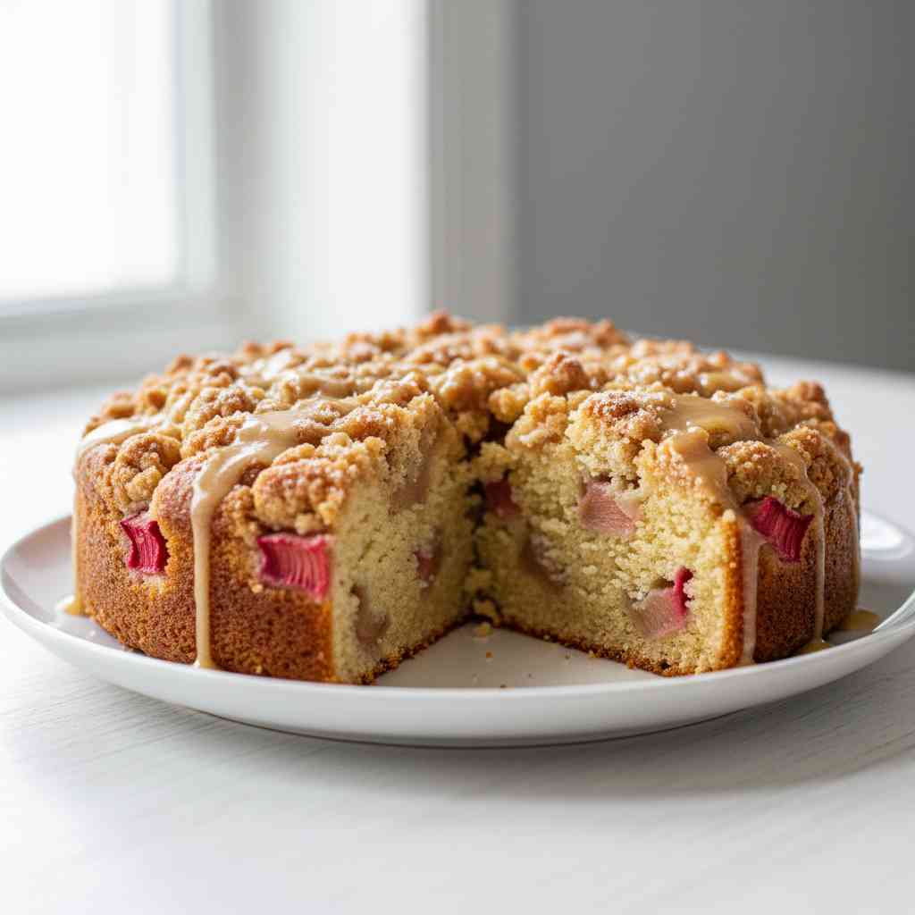 Moist Tangy Rhubarb Coffee Cake