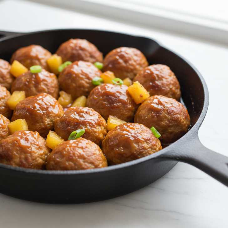 one pan pineapple teriyaki chicken meatballs featured 1 - one pan pineapple teriyaki chicken meatballs