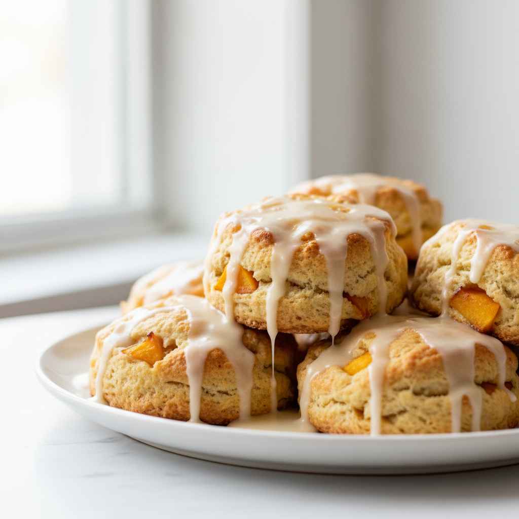 Peach Scones Almond Glaze