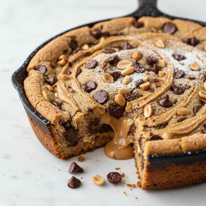 peanut butter chocolate chip cookie pie featured 1 - peanut butter chocolate chip cookie pie