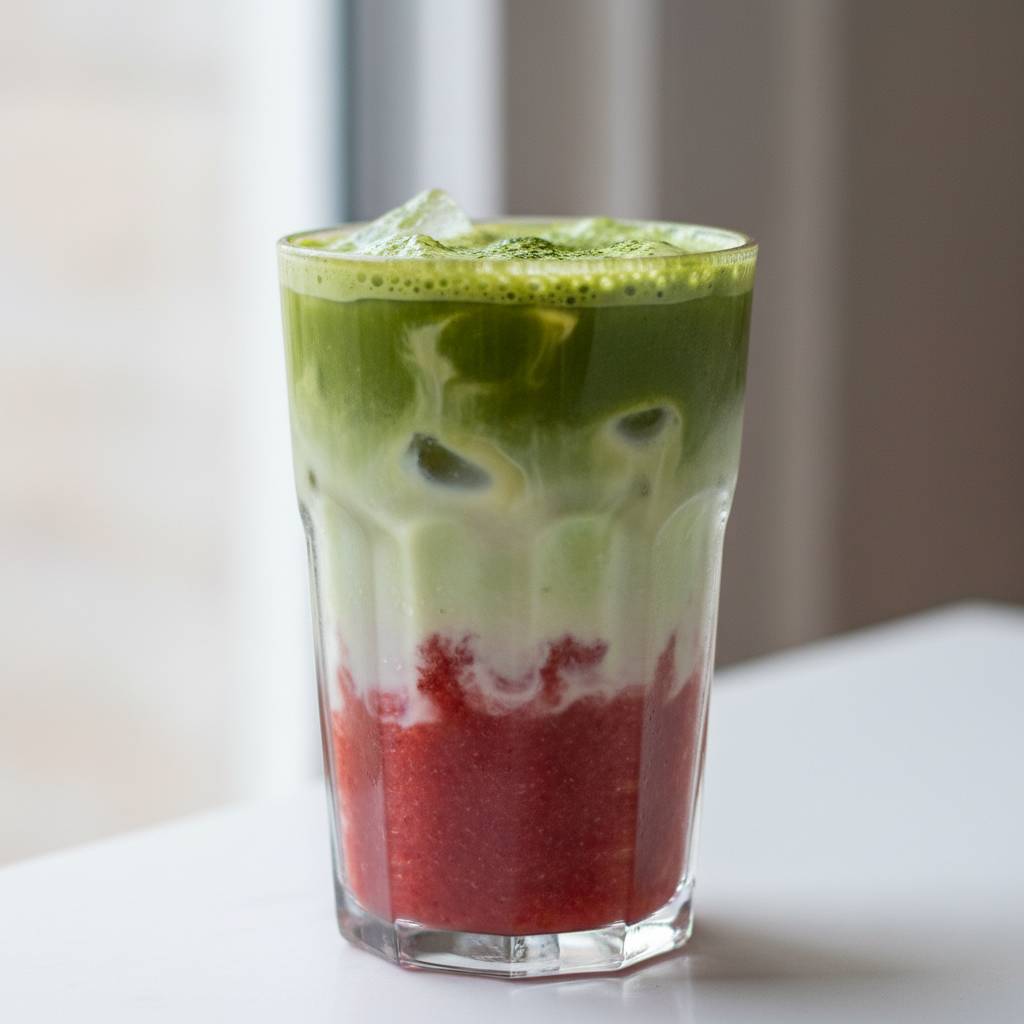 Refreshing Iced Strawberry Matcha Latte