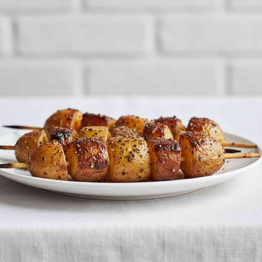 Skewered Grilled Potatoes Crispy BBQ