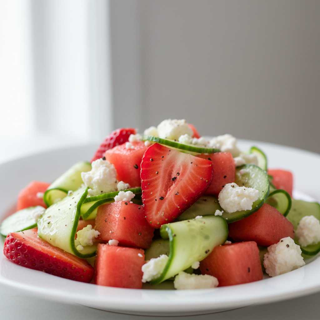 Strawberry Watermelon Feta Cucumber Salad