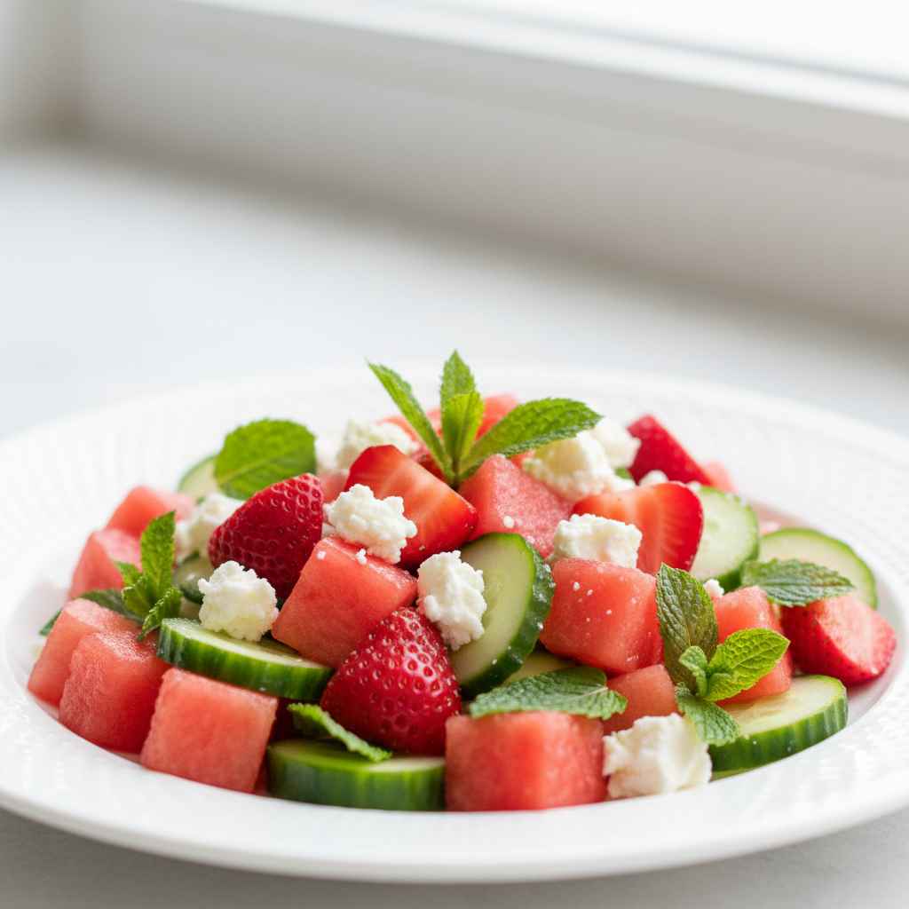 Strawberry Watermelon Feta Mint Cucumber Salad 2 Strawberry Watermelon Feta Mint Cucumber Salad