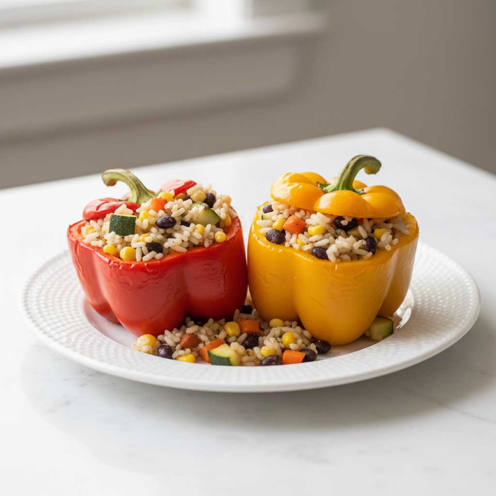 Stuffed Bell Peppers with Rice & Veggies