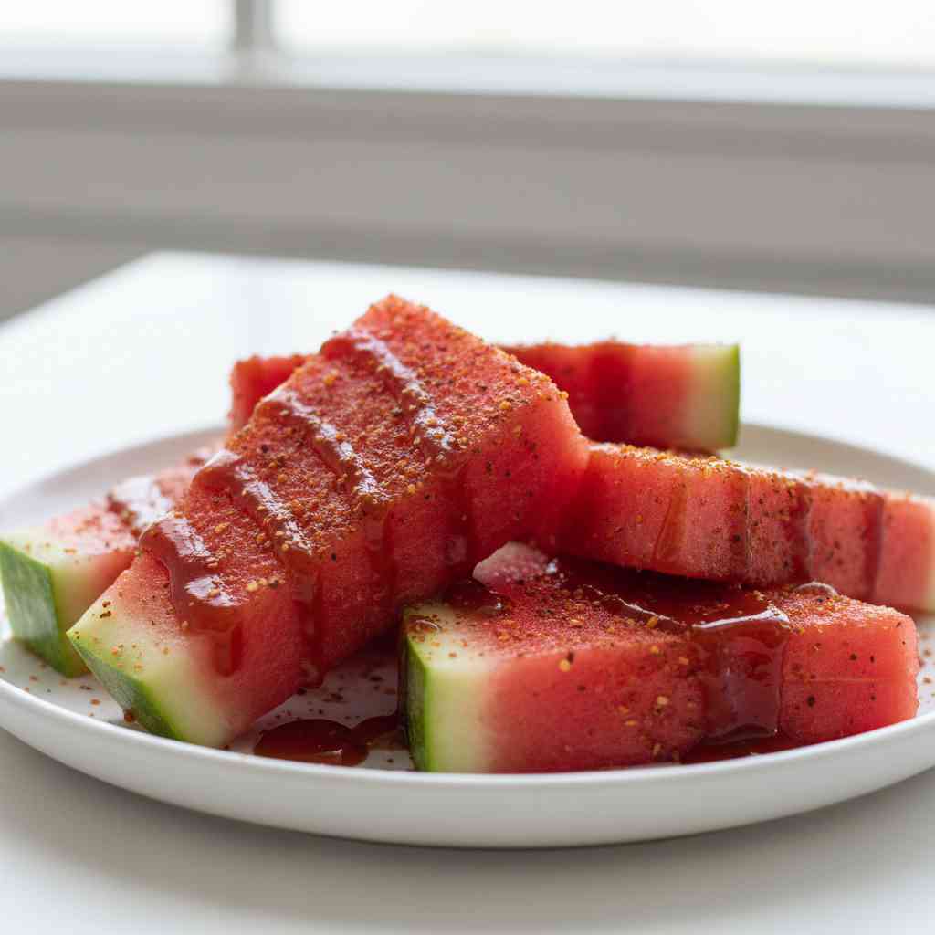 Tajin watermelon slices with chamoy