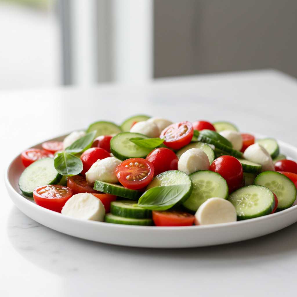 Tomato Cucumber Mozzarella Salad