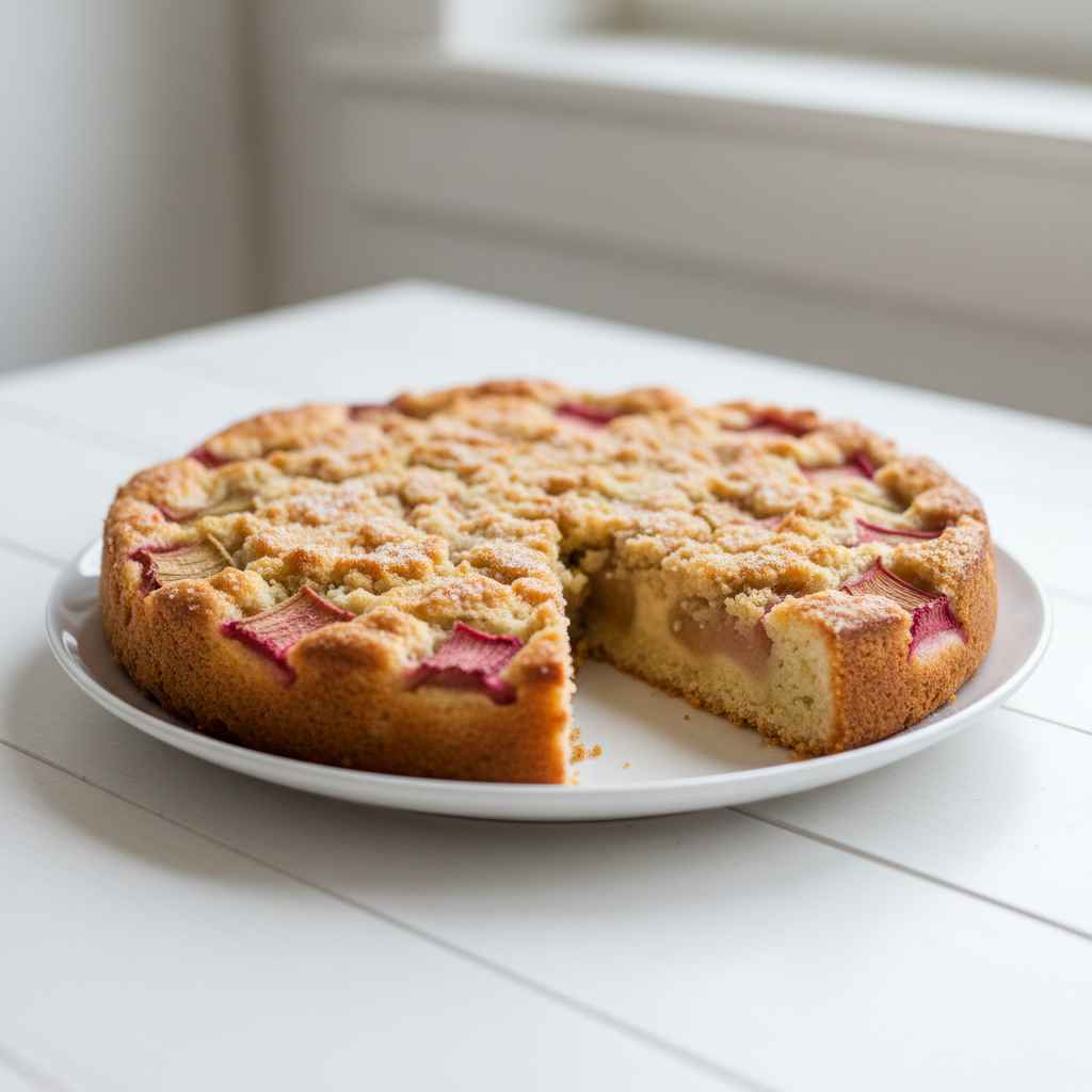 Traditional Norwegian Rhubarb Cake