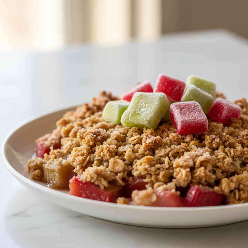 Traditional Rhubarb Crisp With Frozen Rhubarb 2 Traditional Rhubarb Crisp With Frozen Rhubarb
