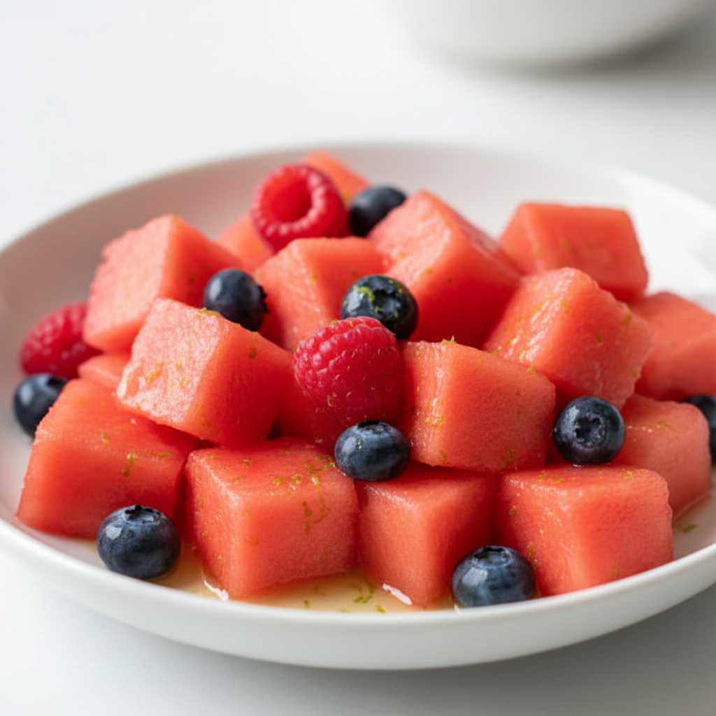 Watermelon Fruit Salad Berries Lime Dressing