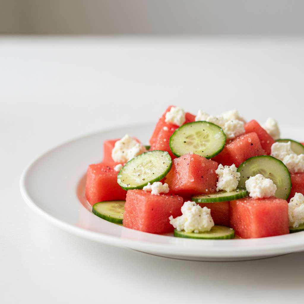 Watermelon Salad with Feta and Cucumber 2 Watermelon Salad with Feta and Cucumber