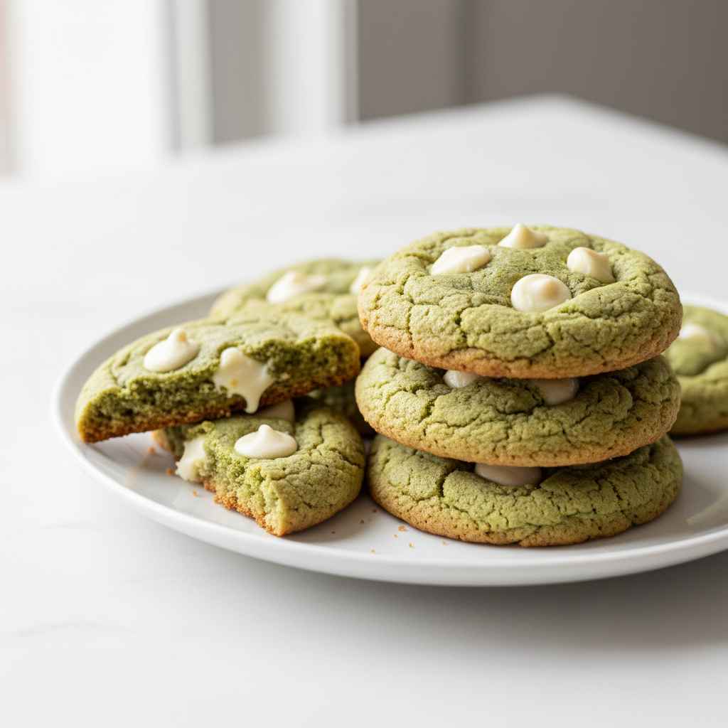white chocolate matcha cookies