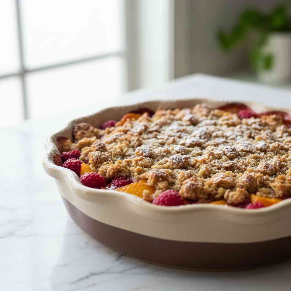 Easy Raspberry Peach Crumble