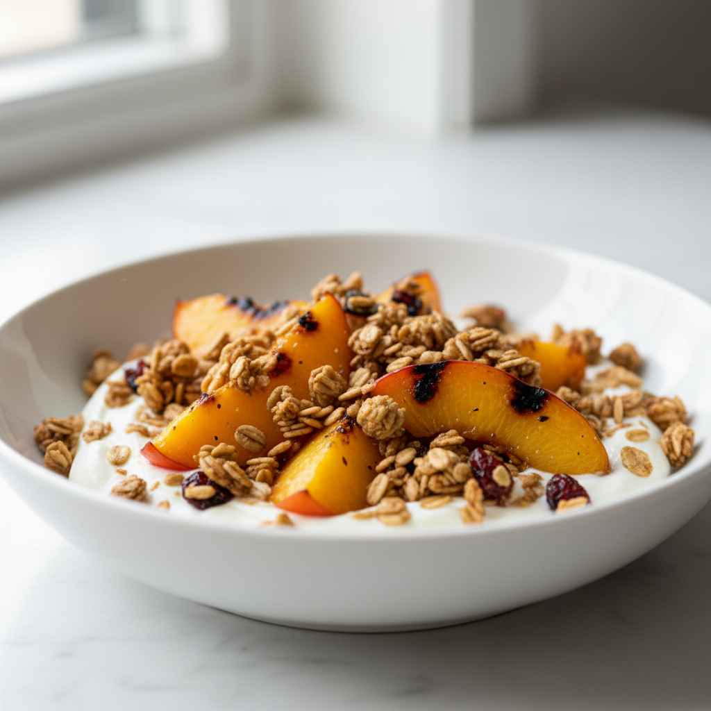 Grilled Breakfast Nectarines Greek Yogurt Granola