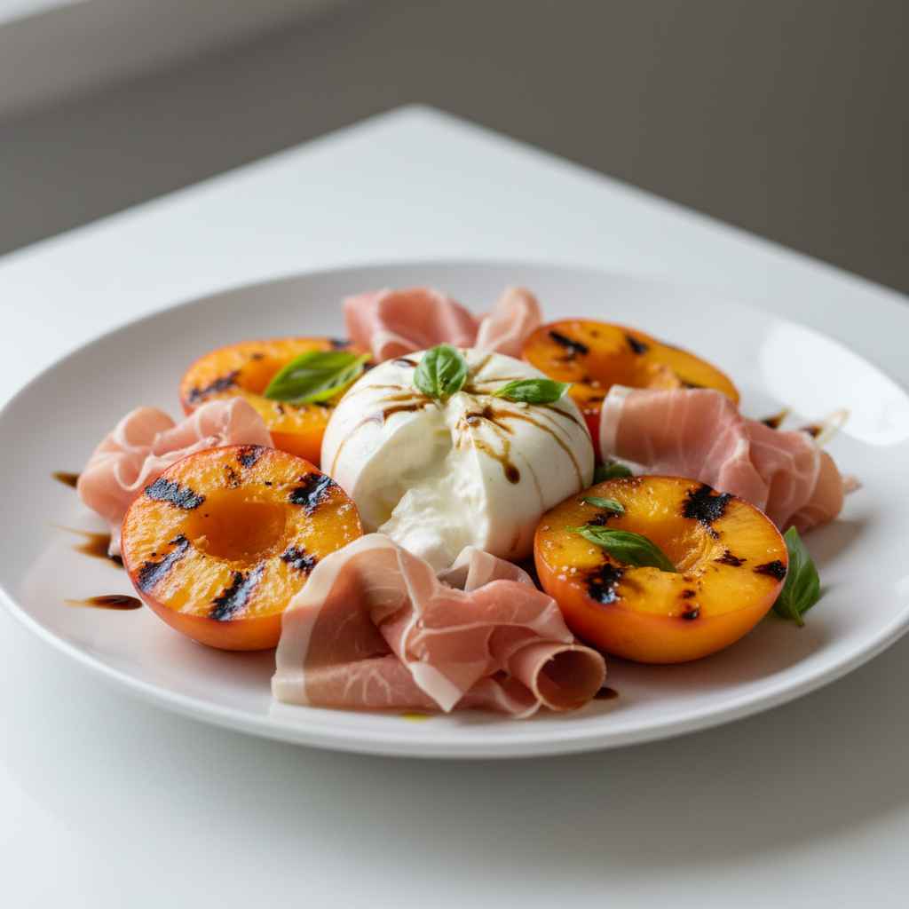 Grilled Nectarine Burrata Prosciutto Salad