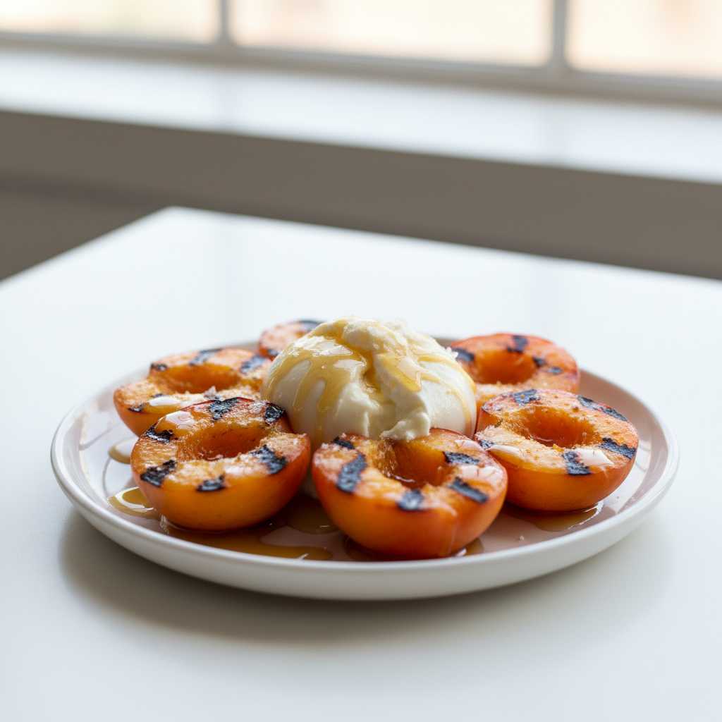 Grilled Nectarines with Burrata and Honey