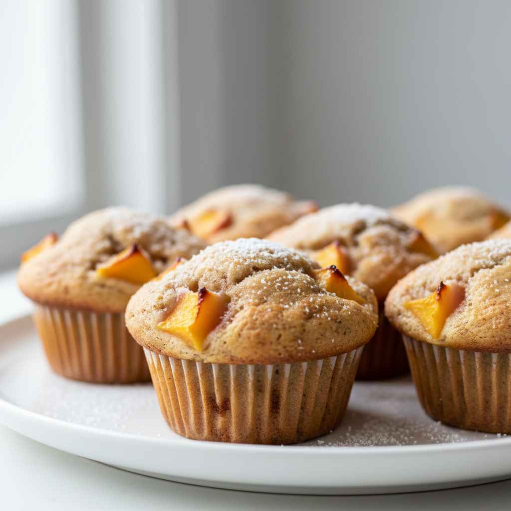 Healthy No Refined Sugar Peach Muffins