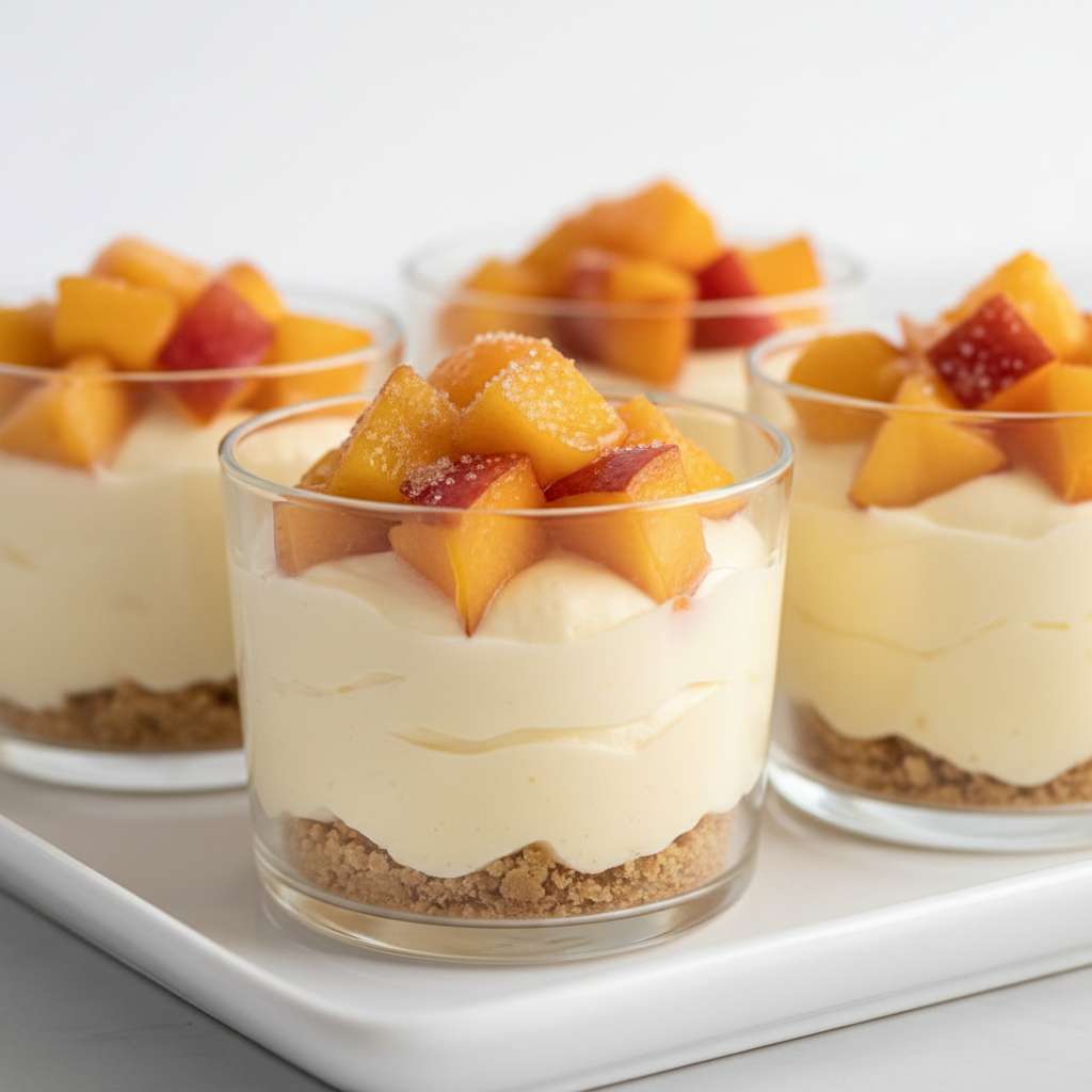 No Bake Peach Cheesecake Cups 2 No Bake Peach Cheesecake Cups